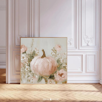 Coquette Pink Pumpkin Floral Wall Art Poster
