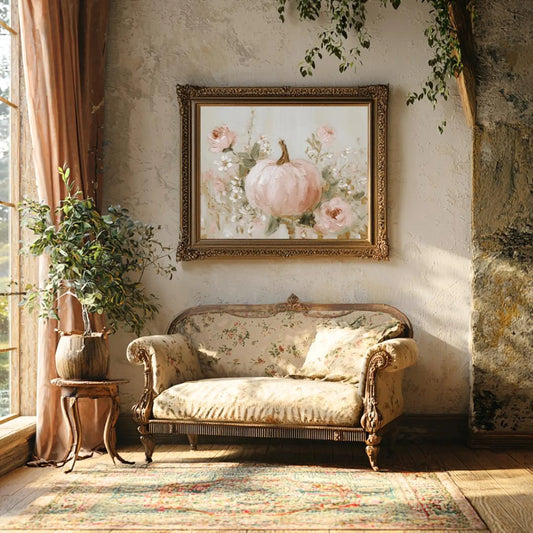 Coquette Pink Pumpkin Floral Wall Art Poster