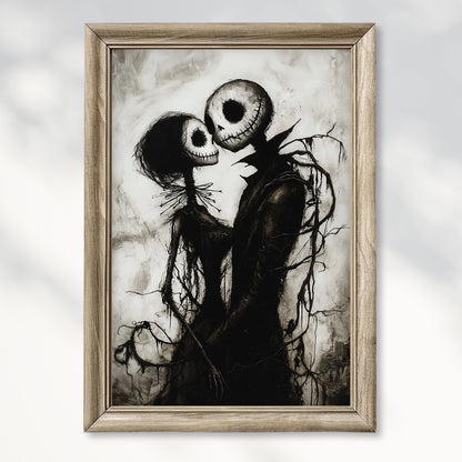 Corpse Couple in Love – Romantic Gothic Halloween Art Poster