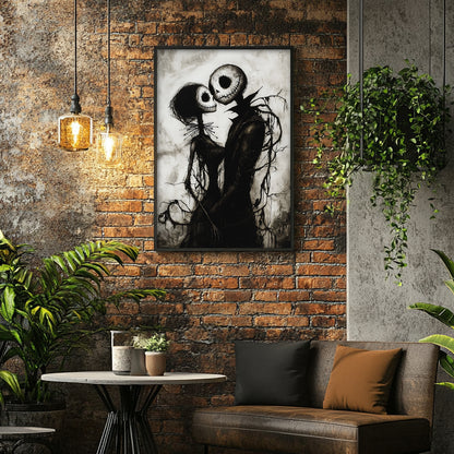 Corpse Couple in Love – Romantic Gothic Halloween Art Poster