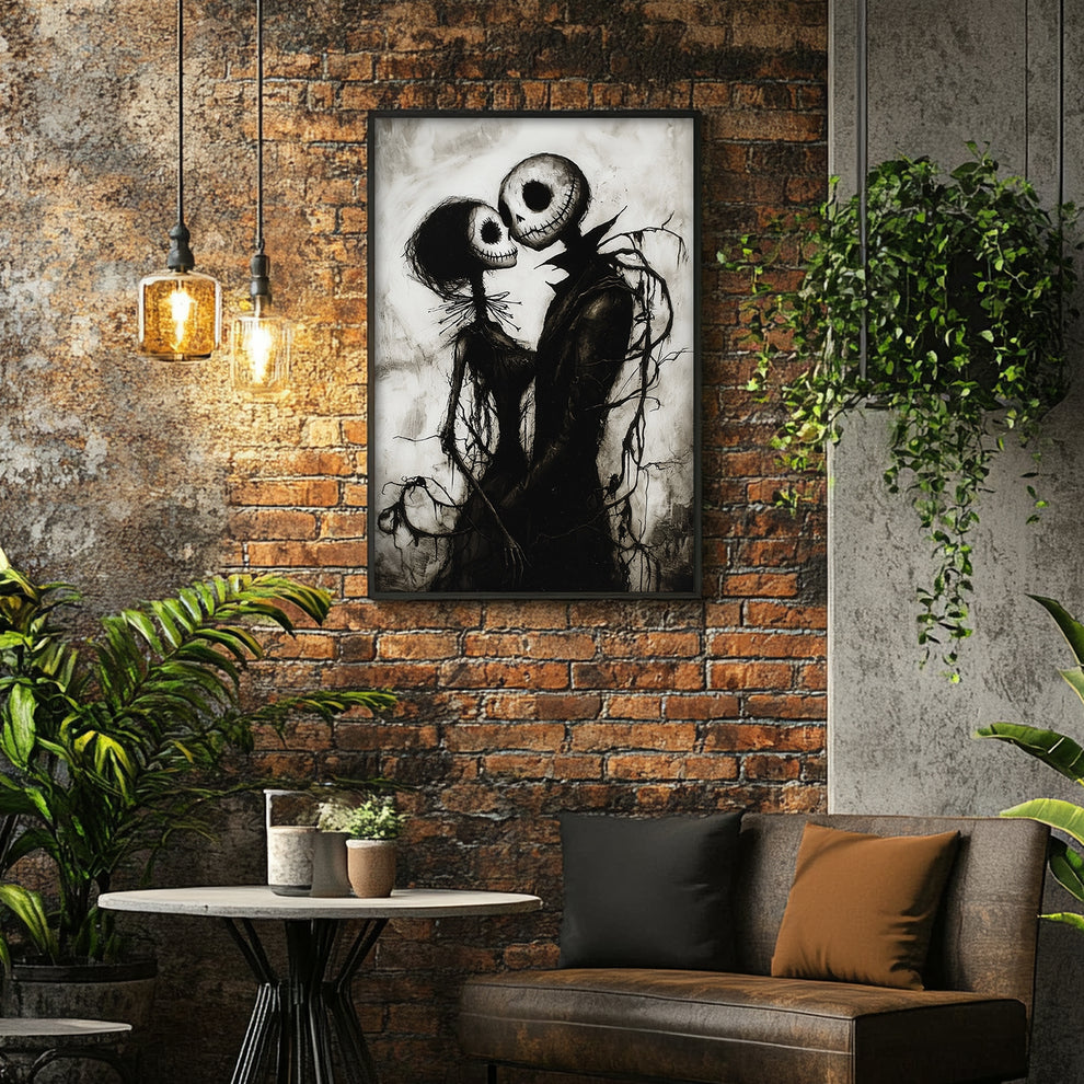 Corpse Couple in Love – Romantic Gothic Halloween Art Poster – XY ELEMENT