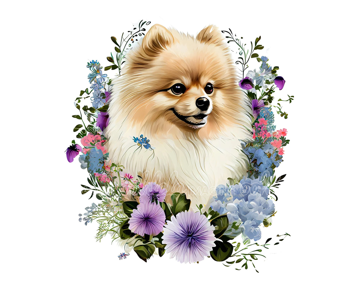 Pomeranian Puppy Digital Watercolor Clipart