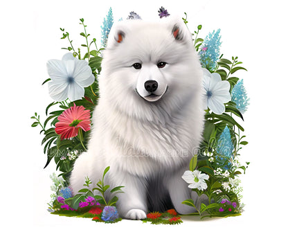 Samoyed Puppy Digital Watercolor Clipart