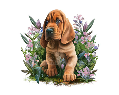 Bloodhound Puppy Digital Watercolor Clipart