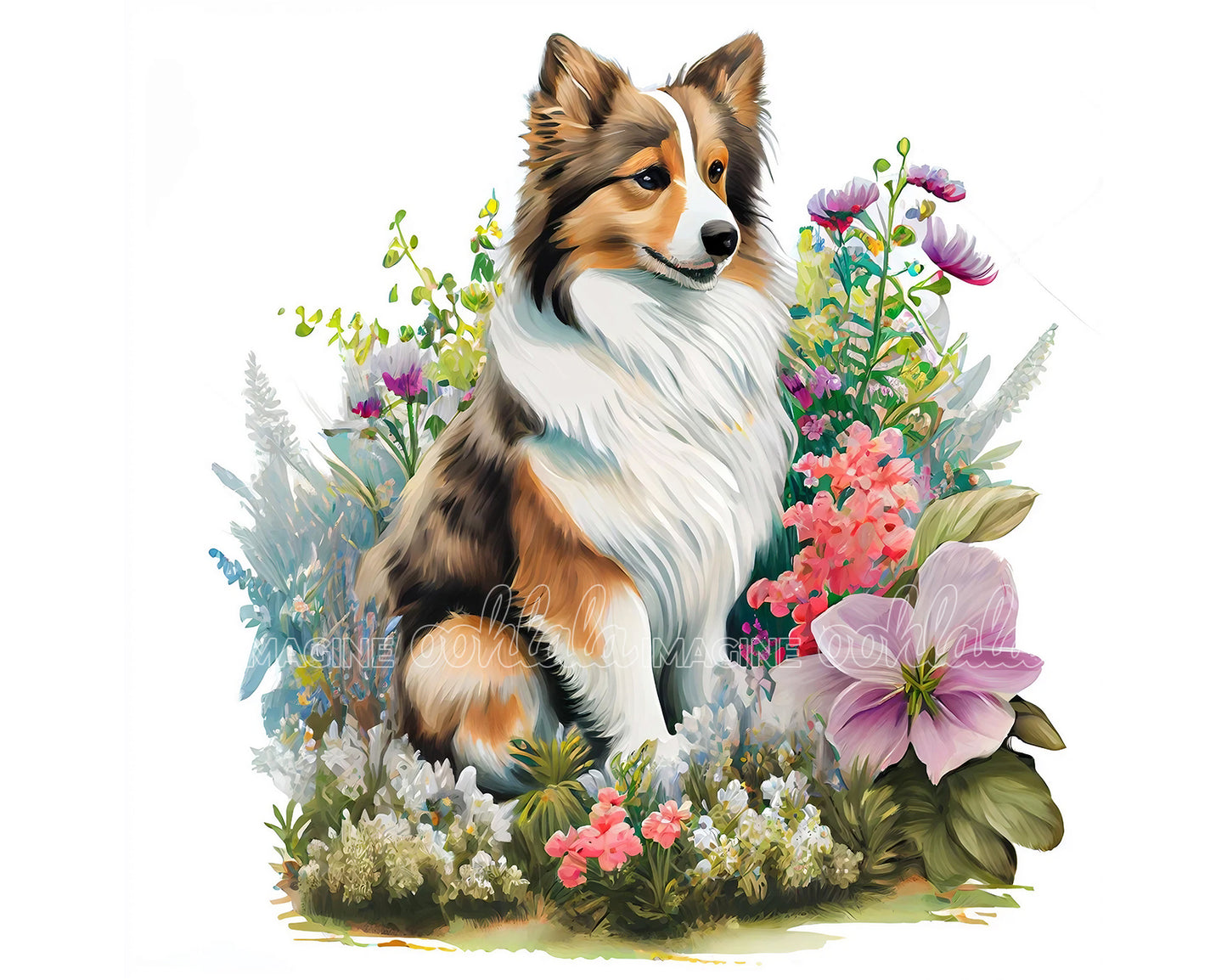 Collie Puppy Digital Watercolor Clipart