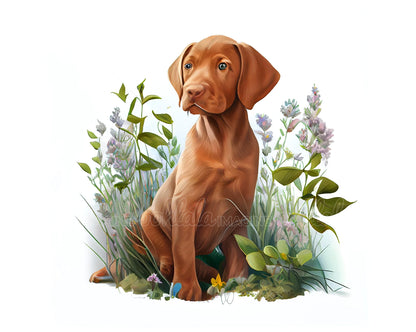 Vizsla Puppy Digital Watercolor Clipart