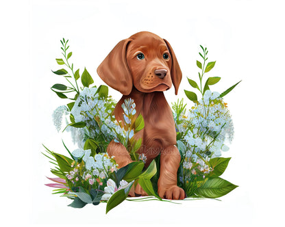 Vizsla Puppy Digital Watercolor Clipart