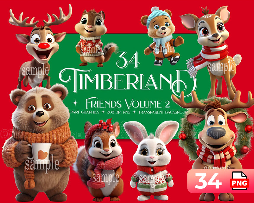 Timberland Holiday Friends Clipart Vol.1 Set of 34 PNG