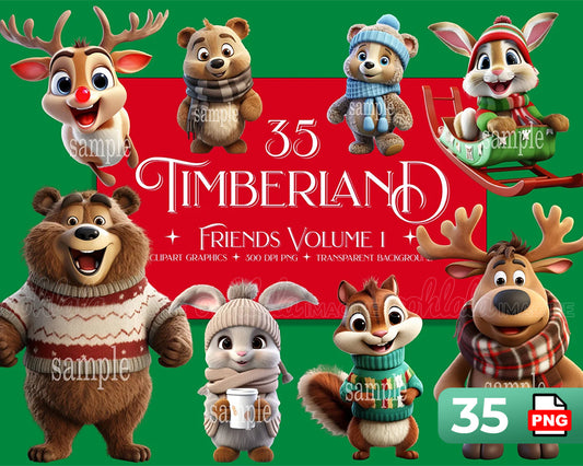 Timberland Holiday Friends Clipart Vol.2 Set of 35 PNG