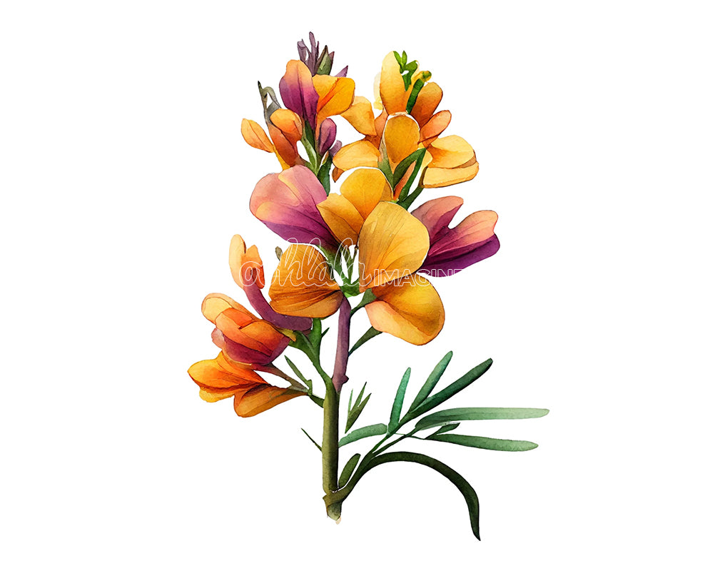 Freesia Flower Digital Watercolor Clipart