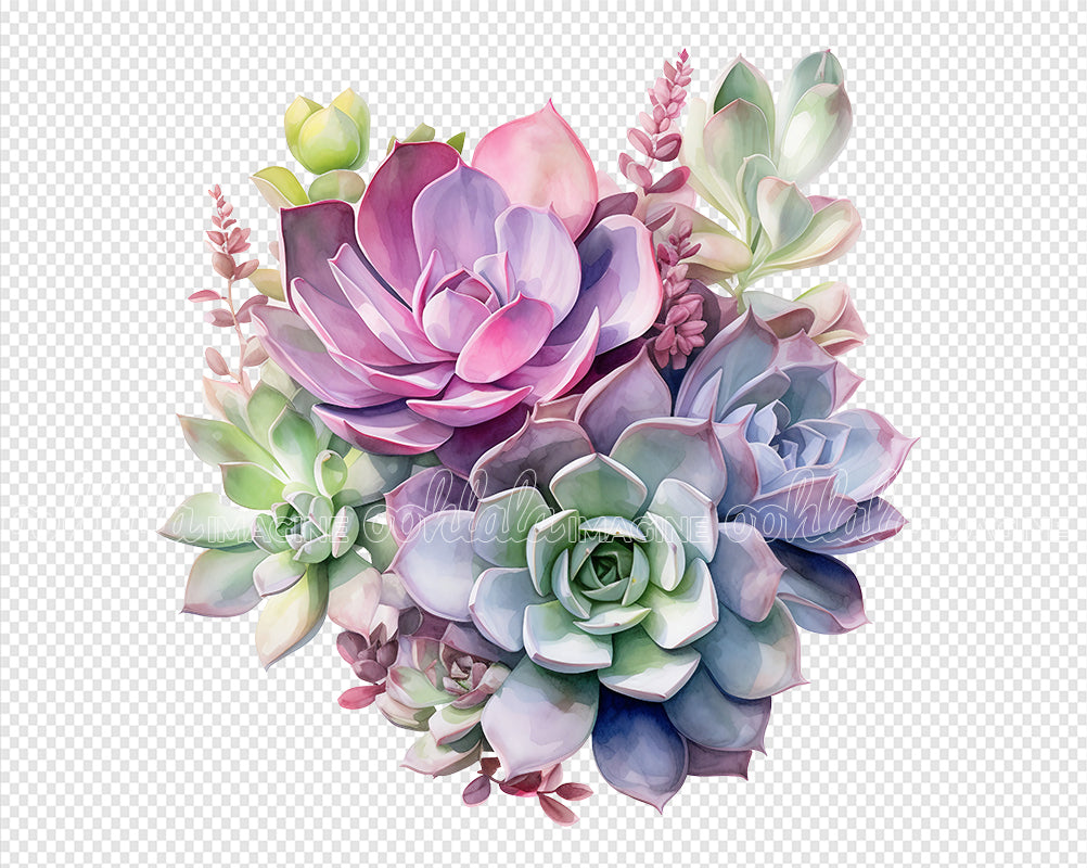 succulent clip art Assorted Succulents Watercolor Clipart – XY ELEMENT