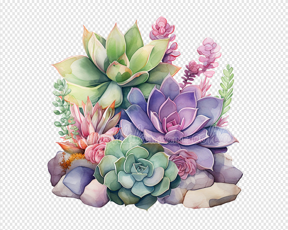 succulent watercolor Assorted Succulents Watercolor Clipart – XY ELEMENT