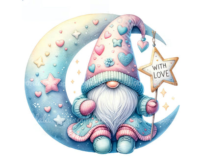Valentines Pastel Gnome Clipart