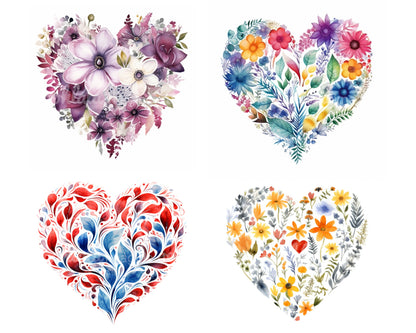 Floral Hearts Watercolor Variety Set