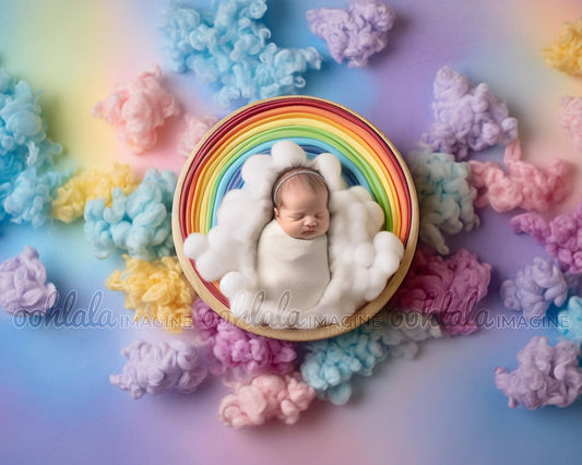 Rainbow Cloud Newborn Digital Backdrop Set of 4