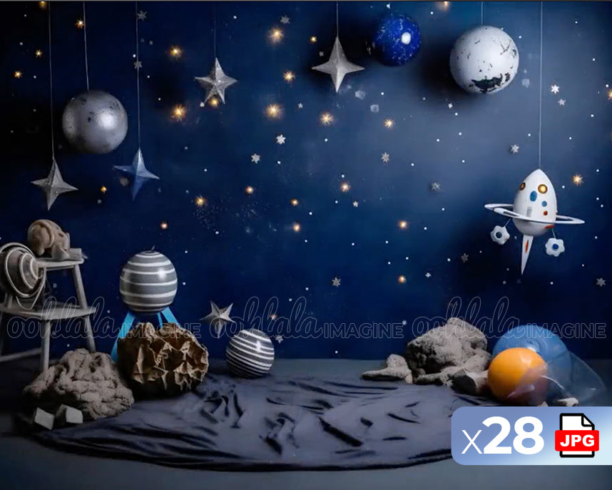 Starry Galaxy Birthday Digital Backdrop Set of 28
