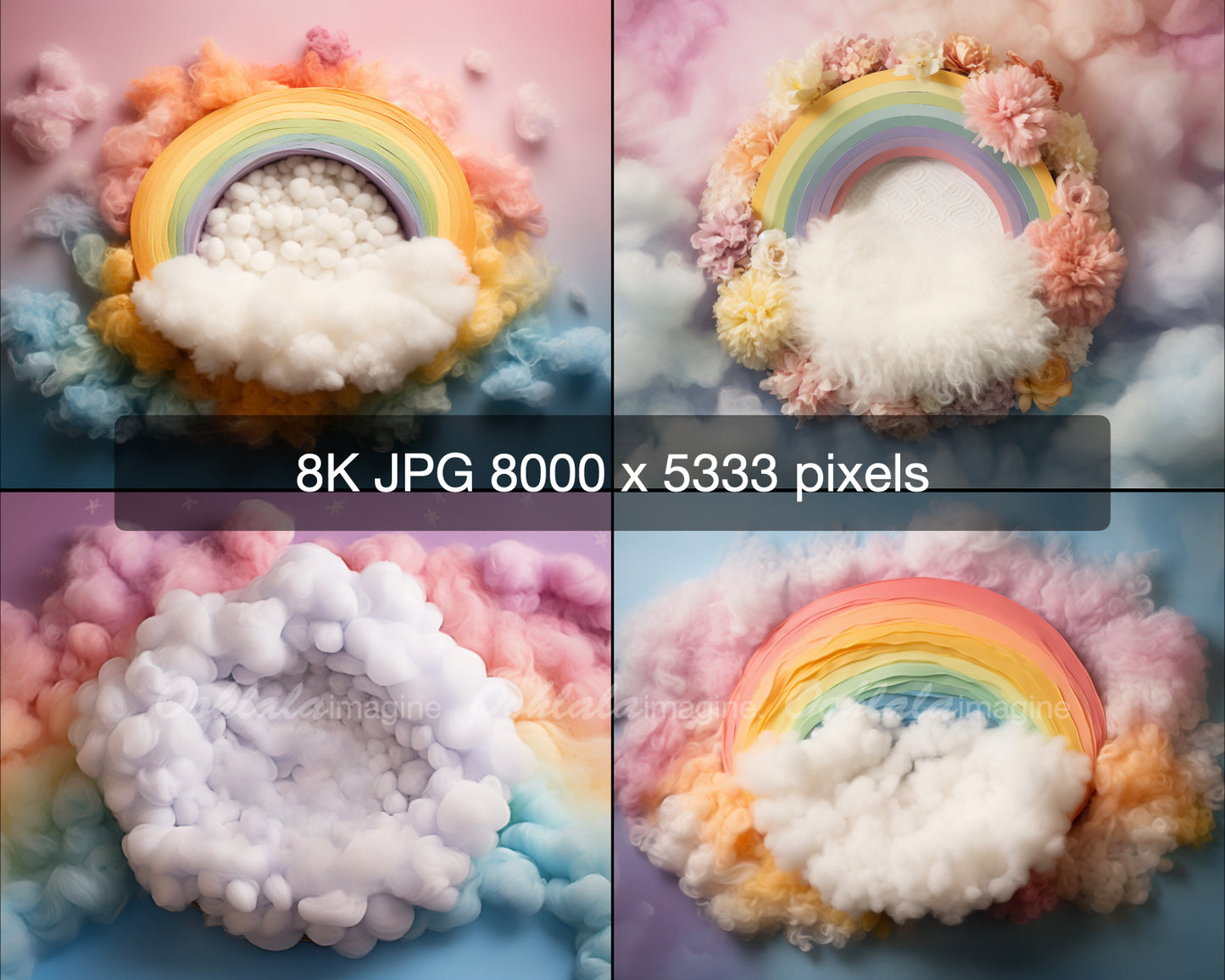 Rainbow Newborn Digital Backdrop Set of 4