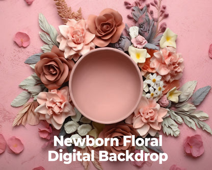 Floral Newborn Digital Backdrop Set of 4