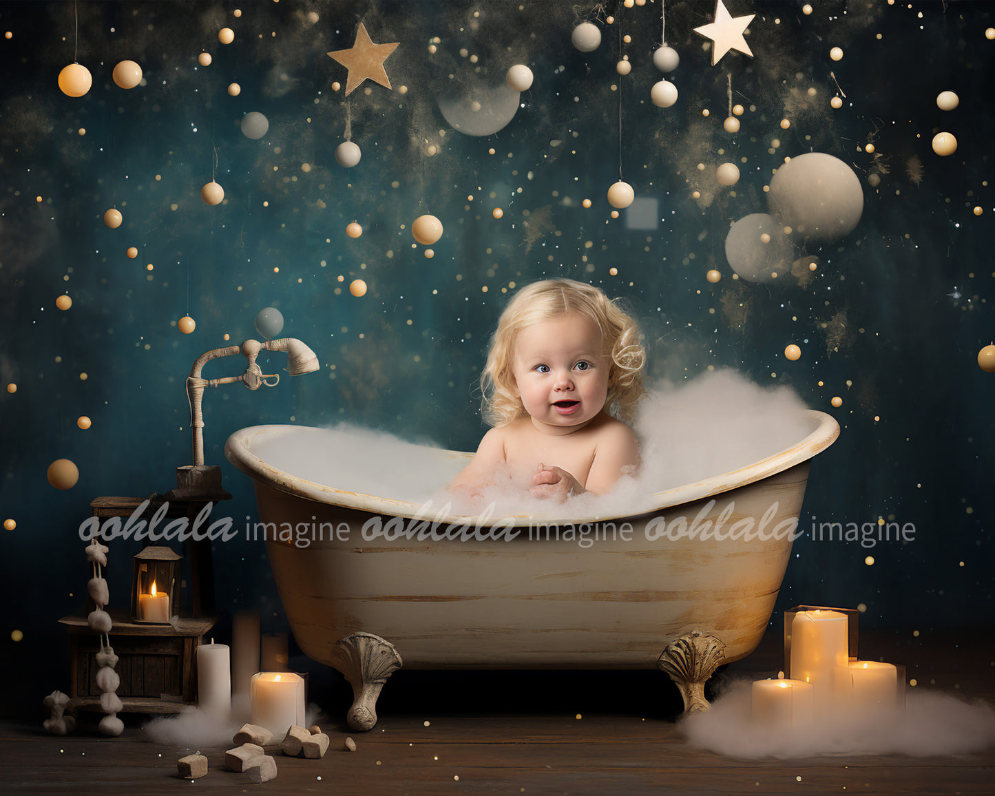 Bubble Bath Kids Digital Backdrop Set of 4