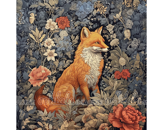 Floral Fox Digital Art Download