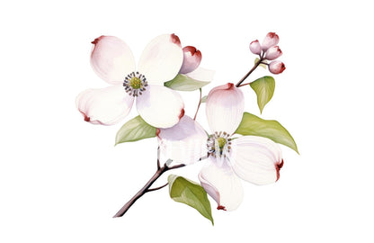 Watercolor Dogwood Clipart PNG