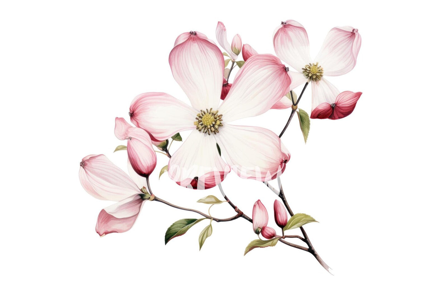 Watercolor Dogwood Clipart PNG