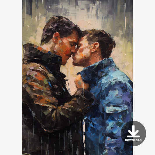 Wet Lovers - Gay Couple Painting | Digital Download