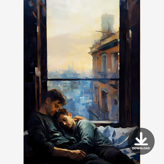 Embrace Dreams | Gay Couple Painting | Digital Download