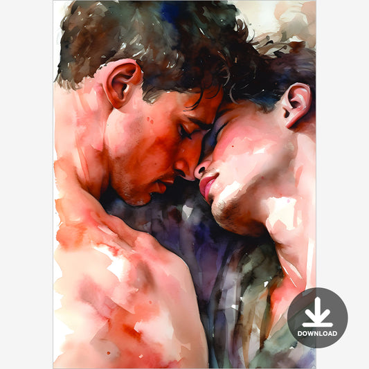 Male Romance, Male Watercolour Painting | Digital Download