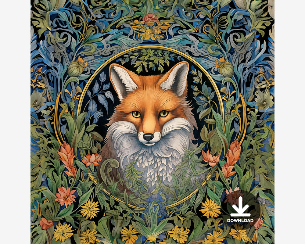 Floral Fox Digital Art Download