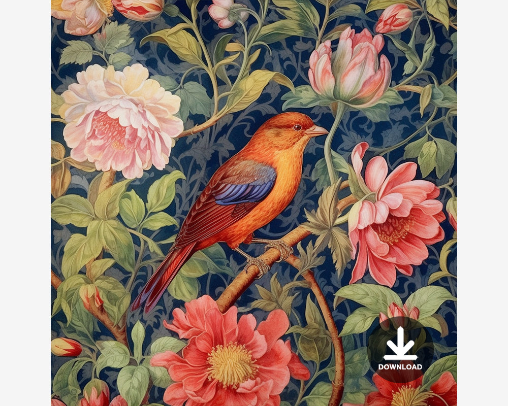 Floral Bird Digital Art Download