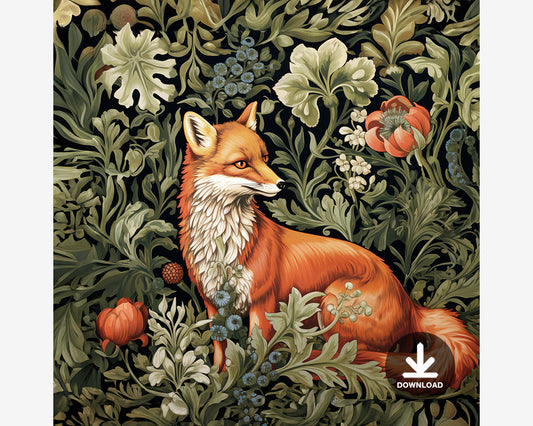 Fox in Garden Digital Art Download