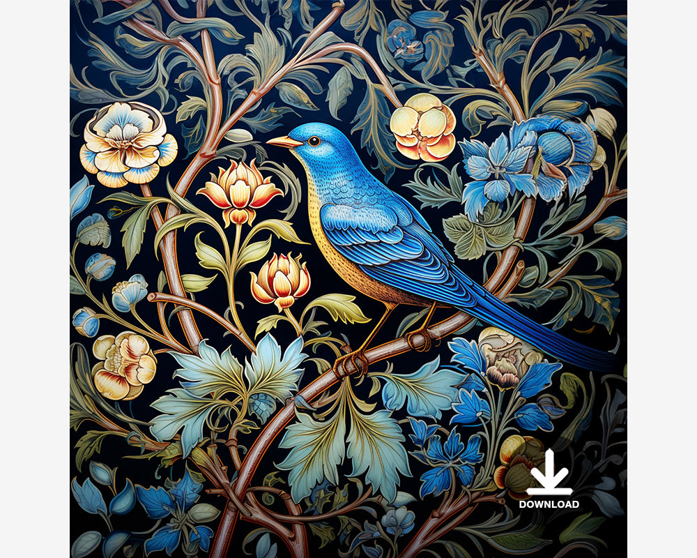 Blue Bird in Forest Digital Art Download