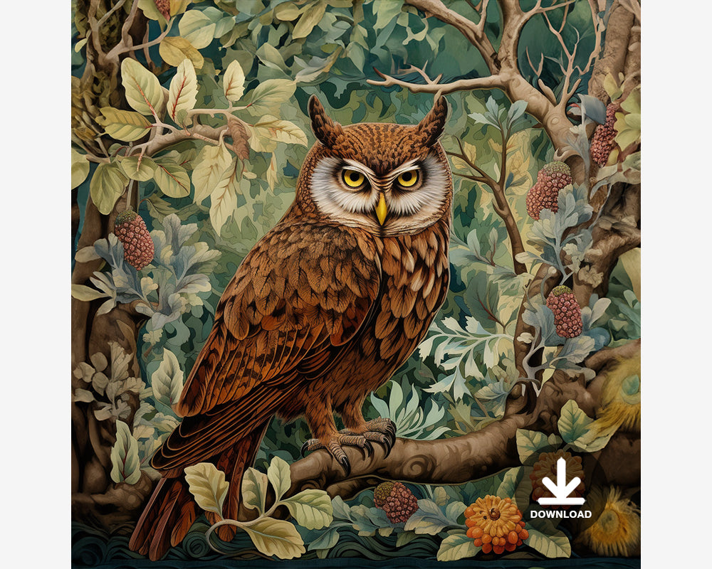 Owl in Forest Digital Art Download