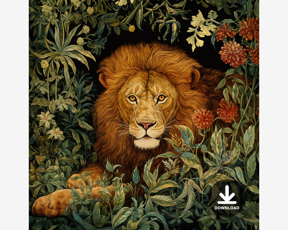 Lion in Forrest Digital Art Download – XY ELEMENT