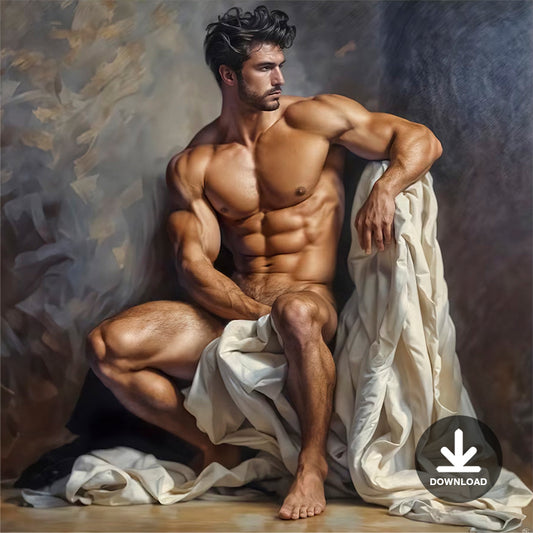 Muscle Male Nude Figure Portrait | Digital Download