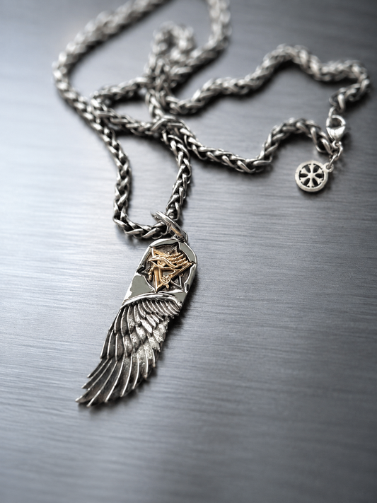 Eye of Horus Egyptian Angel's Wing Pendant Necklace