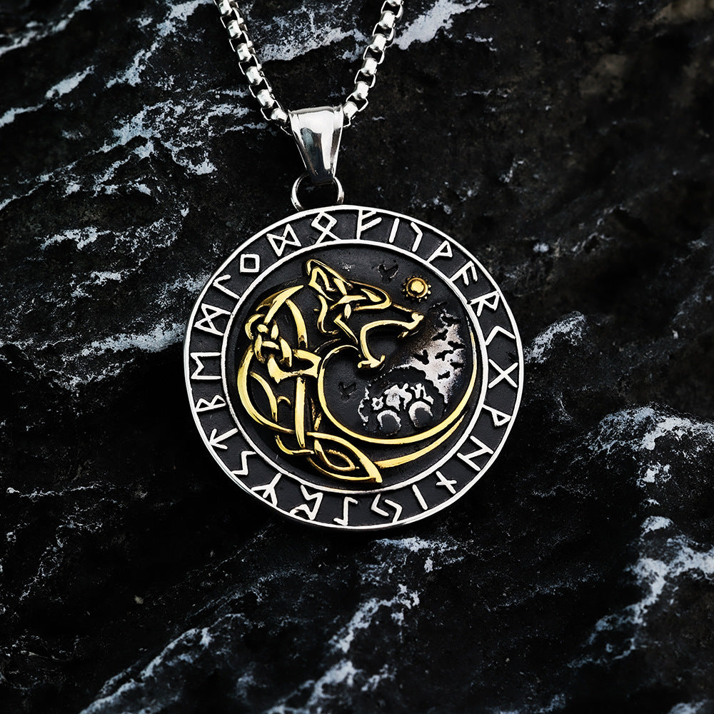 German Rune Wolf Fenrir Wolf Viking Rune Necklace – XY ELEMENT