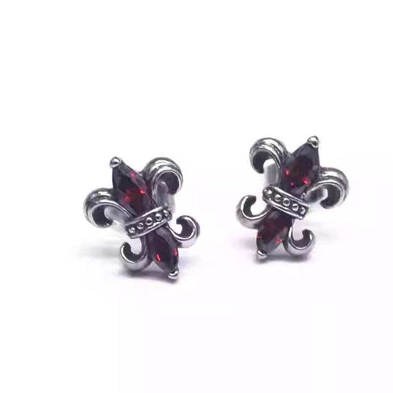 Fleur de lis CZ Stud Earring | Stainless Steel