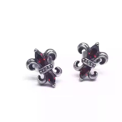 Fleur de lis CZ Stud Earring | Stainless Steel