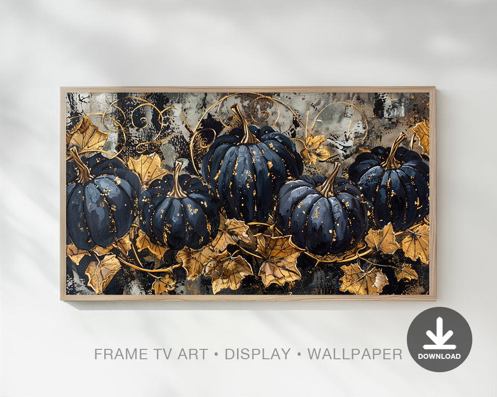 Black Pumpkins Vintage Painting Frame TV Art, Wallpaper