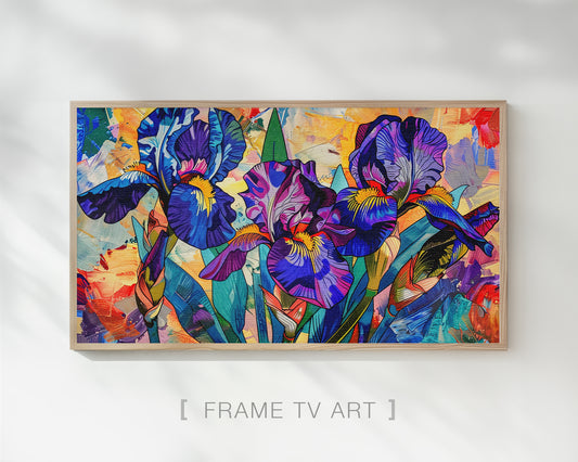 Abstract Iris Flowers Digital Painting Frame TV Art