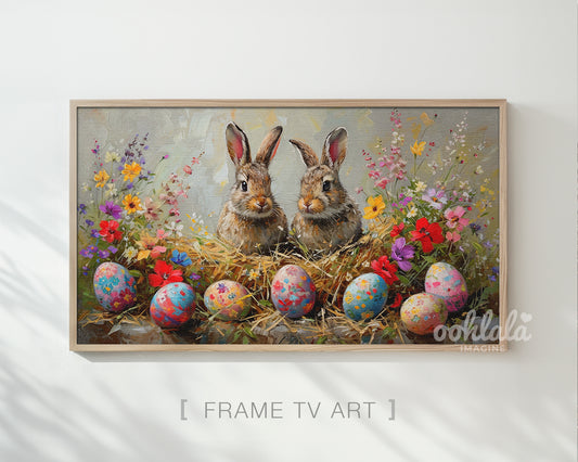 Easter Bunny Easter Egg Floral Frame TV Art Wallpaper