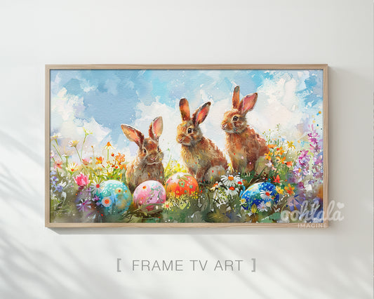 Easter Bunny Egg Flowers Frame TV Art Wallpaper