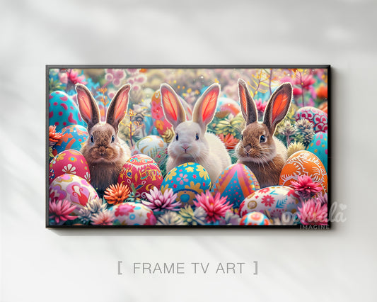 Easter Bunnies Flower Garden Frame TV Art Wallpaper