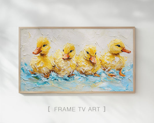 Yellow Duck on Water Frame TV Art, Wallpaper