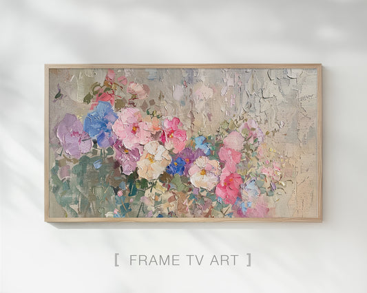 Abstract Flowers Frame TV Art, Vintage Wildflowers Wallpaper
