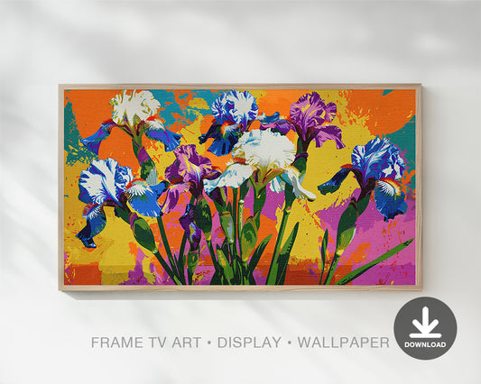 Abstract Iris Flowers Digital Painting Frame TV Art