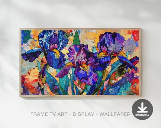 Abstract Iris Flowers Digital Painting Frame TV Art