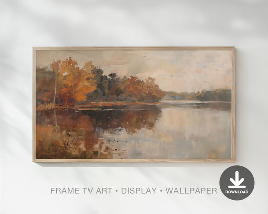 Fall Lake Landscape Frame TV Art, Autumn Wallpaper